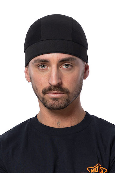 HG Sports Skull Cap Light Weight w-Hidden Elastic Band Solid Color Solid Black S M