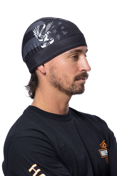 HG Sports Skull Cap Light Weight w-Hidden Elastic Band Prints Eagle