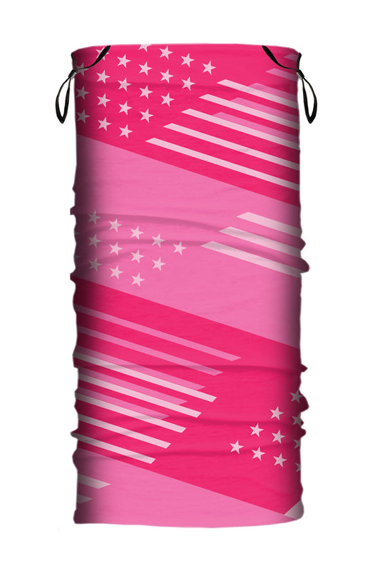 HG Sports Neck Gaiter w-Ear Loop Soaker Weight Prints Pink Patriotic
