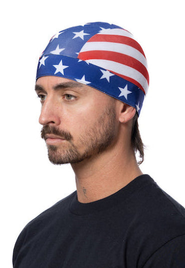 HG Sports Skull Cap Soaker Weight w-Hidden Elastic Band Prints USA Flag