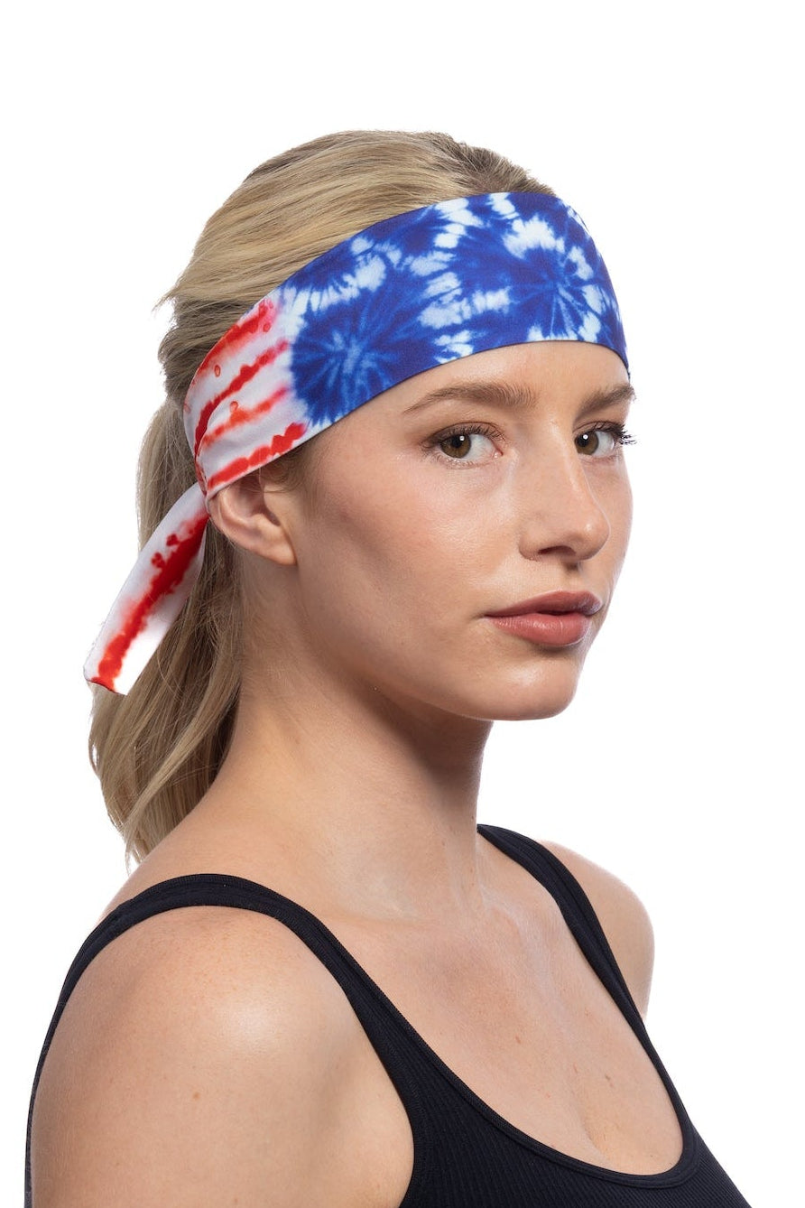 HG Sports Sports Tie Headbands Light Weight Prints USA Tie-Dye