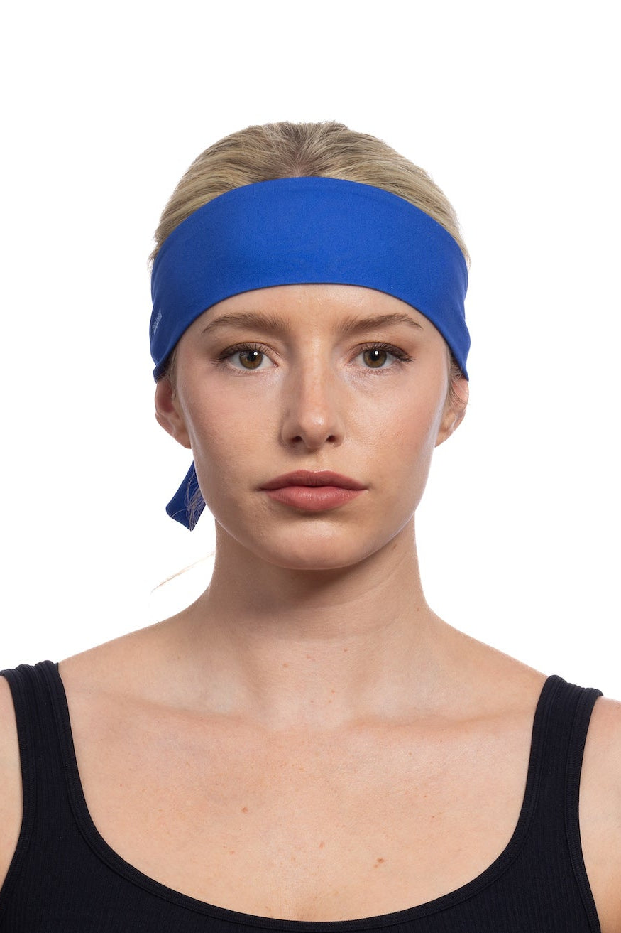HG Sports Sports Tie Headbands Light Weight Solid Color Solid Blue