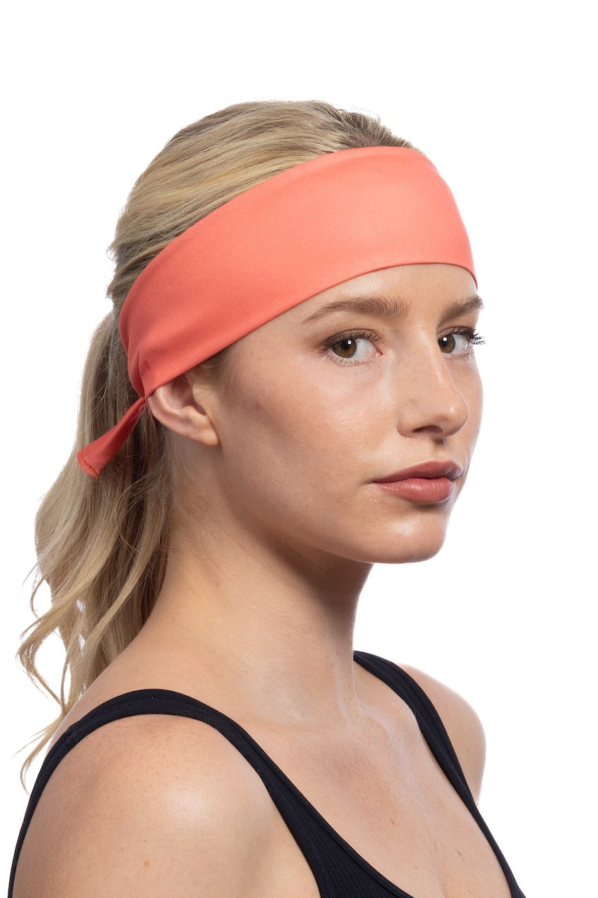 HG Sports Sports Tie Headbands Light Weight Solid Color Solid Coral