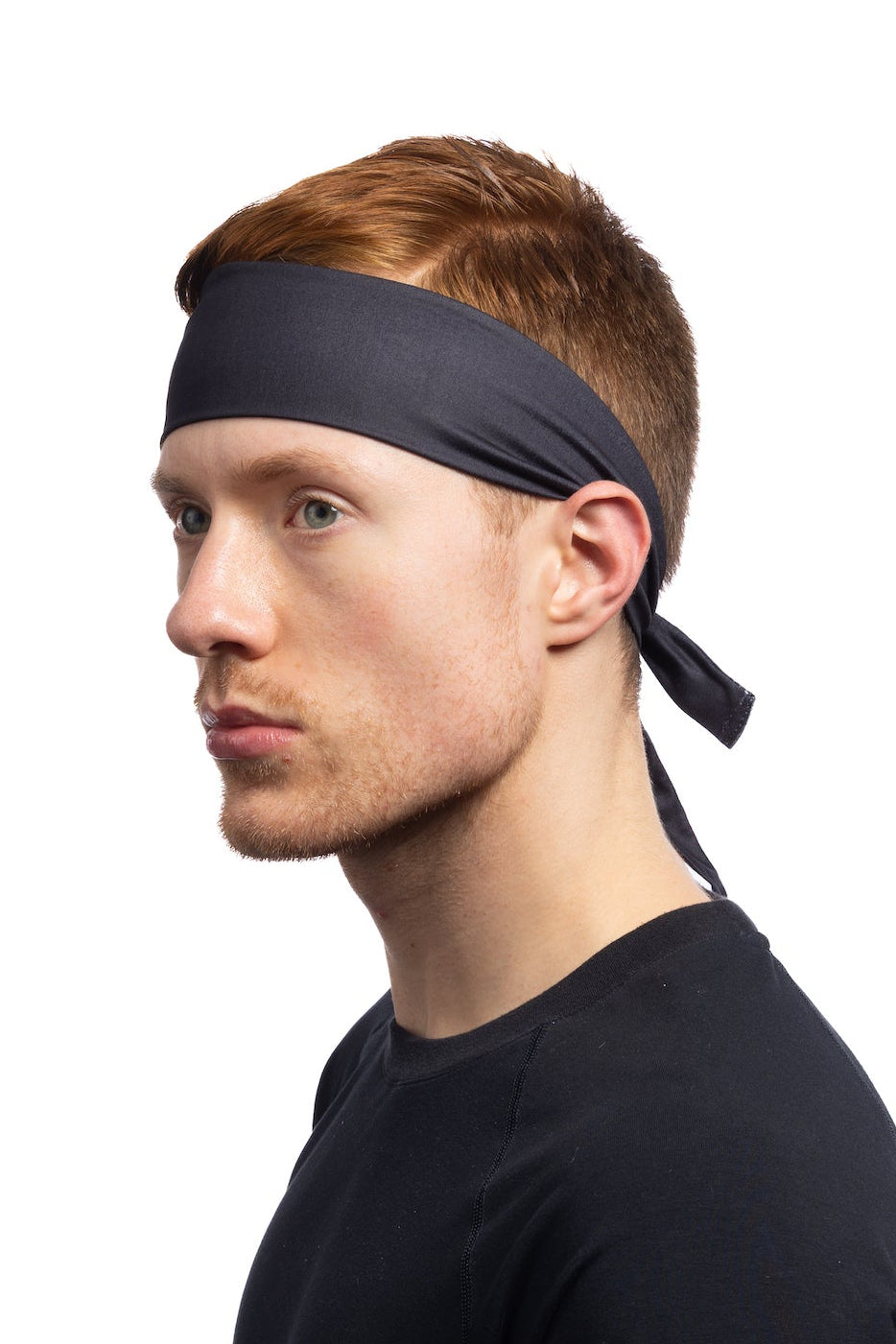 HG Sports Sports Tie Headbands Light Weight Solid Color Solid Black