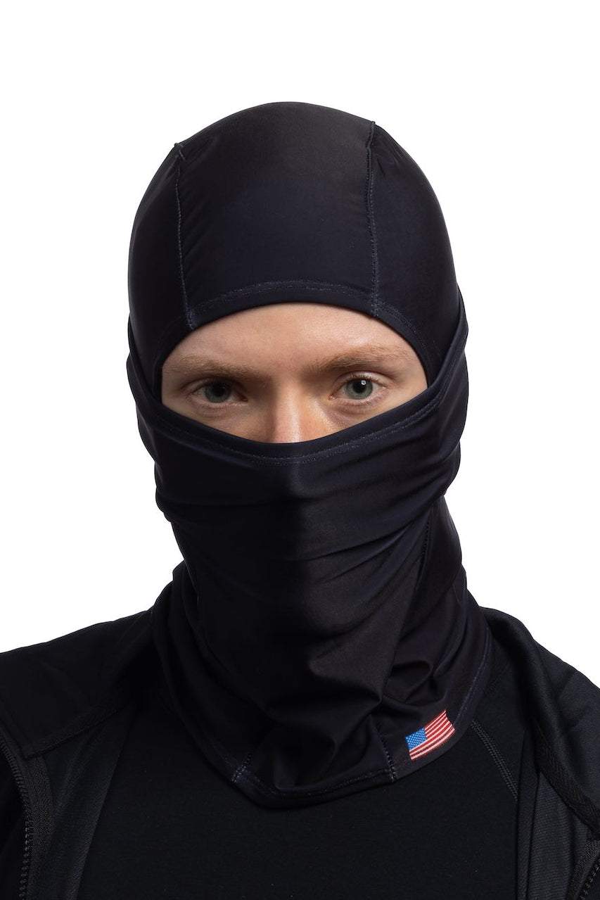 HG Sports Dual Layer Balaclava Winter Weight Prints Black with USA Flag